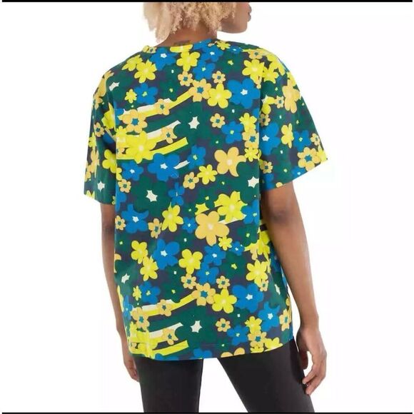 Marni Green Blue Yellow Floral Print Cotton T-Shirt Size EU 42/US 8 - Picture 4 of 7